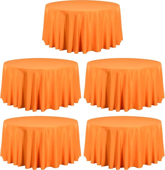 LTC LINENS 5 Pack 120 Inch Round Tablecloth Orange by LTCLINENS