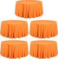 LTC LINENS 5 Pack 120 Inch Round Tablecloth Orange by LTCLINENS