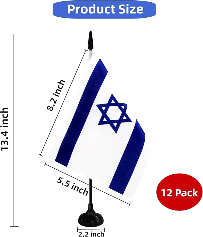 Israel Desk Flag, 12 Pack Israeli Table Office Flag - Image 2