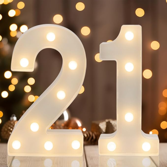 Decorative Led Light Up Numbers, 21th Birthday Decorations, Warm White Led by Weareyourgoodpartners