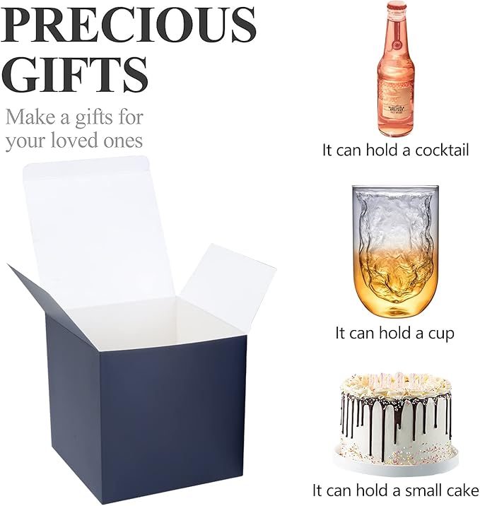 COTOPHER Small Gift Boxes 25 Pack 6x6x6 inches Blue Gift Boxes - Image 2