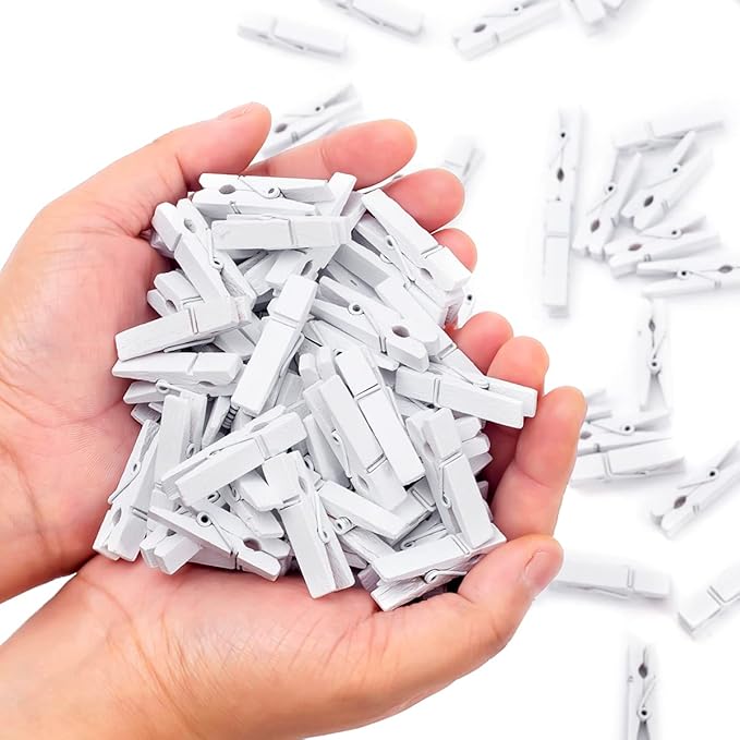 Clothes Pins, 1.4 Inch White Clothespins, Mini Clothes Pins by Wddeevoi