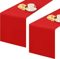 2 Pack Red Small Short Table Runner 12 x 24 Inch Solid Color Runners Coffee by mylacerhome