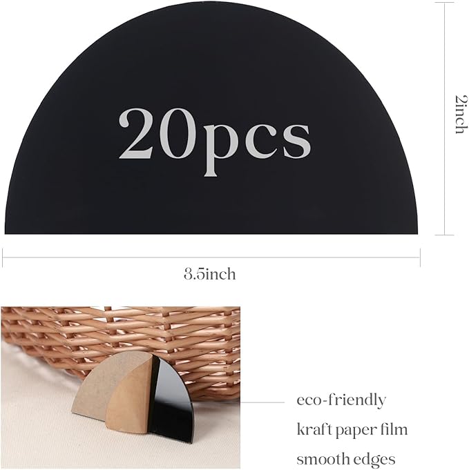 UNIQOOO 20 Pcs Black Semicircle Acrylic Place Cards, DIY Blank Half Circle - Image 4