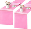 SHEJIZE 2 Pack Pink Satin Table Runner 12x108 Inches Long, Bright Silky Smooth by SHEJIZE