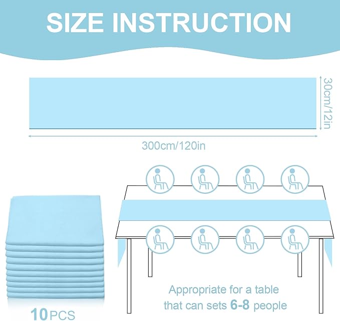10 Pack 10ft Baby Blue Chiffon Table Runners Wedding Table Runner Sheer - Image 2