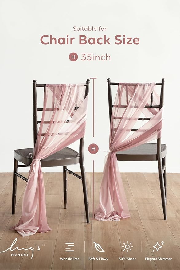 Ling's moment Wedding Chair Sashes Cover Aisle Decorations Draping Fabric - Image 6
