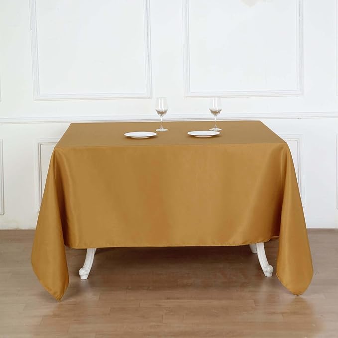 Efavormart 90" Gold Wholesale Linens Polyester Square Linen Tablecloth - Image 2