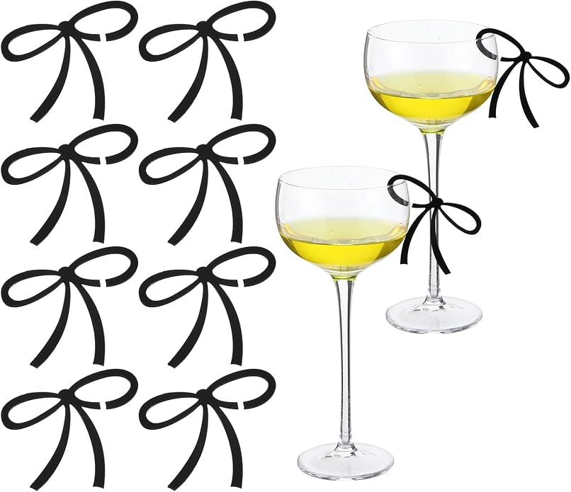 20 Pcs Bows for Champagne Glasses, Acrylic Drink Tags, Bows Drink Charms by Classicseali