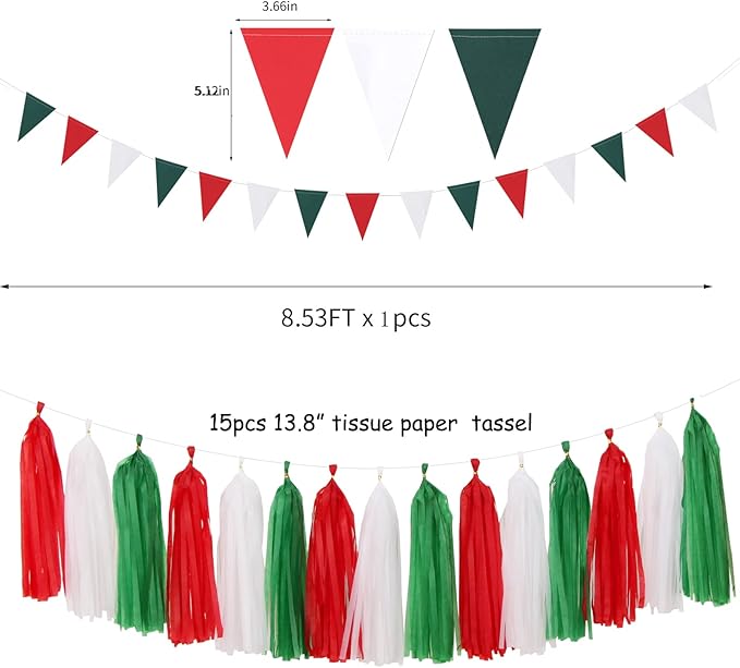 Red-Green White Party-Decorations - Image 3