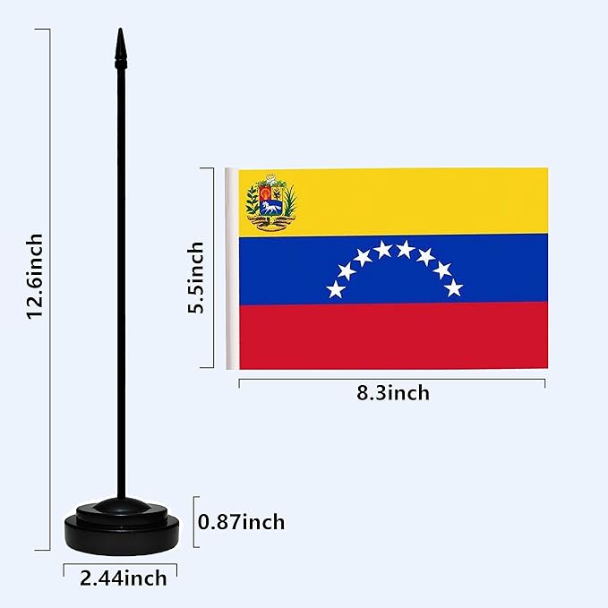 Venezuela Venezuelans Deluxe Desk Flag Set, Small Mini Miniature Venezuela - Image 3