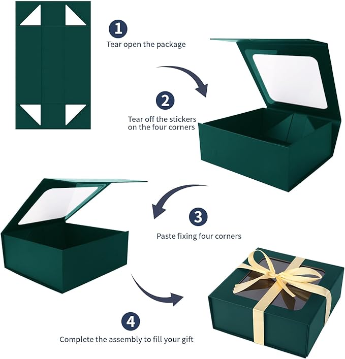 TIACABO Green Gift Box with Window, 7.5"x7.5"x3.1" Bridesmaid Boxe - Image 5