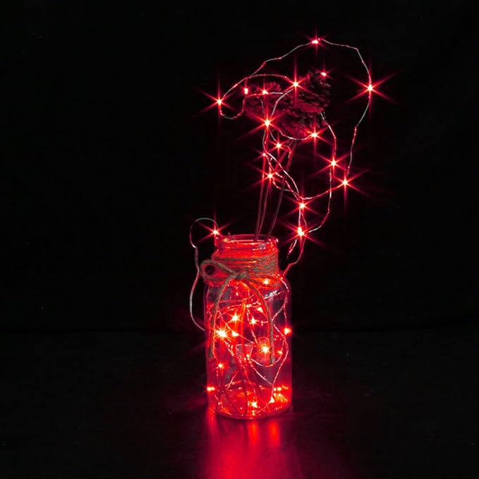 CYLAPEX 6 Pack Red Fairy Lights String Battery Operated Fairy Lights Firefly - Image 2