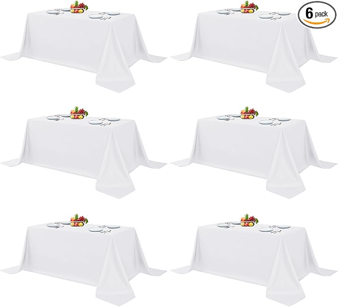Fitable White Table Clothes for Rectangle Tables, 6 Pack by Fitable