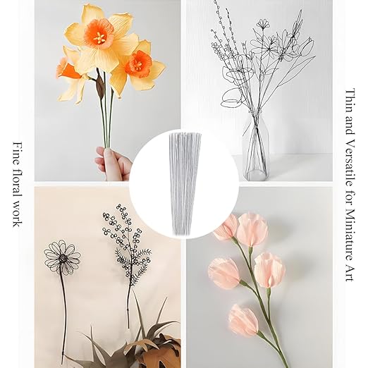 HAHIYO 18Gauge White Paper-Wrapped Metal Floral Wire 14 Inches, 70 Pack - Image 6