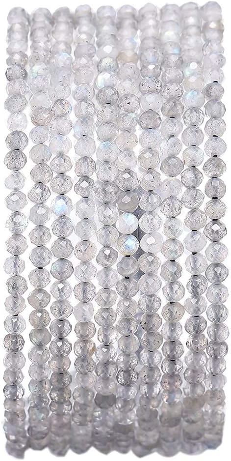 Faceted Natural Spectrolite Stone Round Loose Semi Gemstone Beads by Beadia