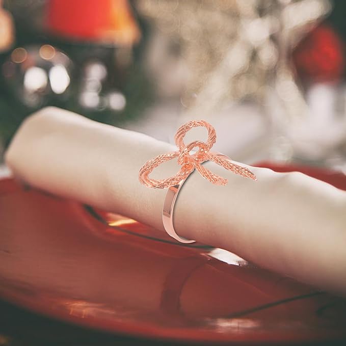 Pack of 12 Napkin Rings Alloy Hollow Out Flower Napkin Holder Dinning Table - Image 5