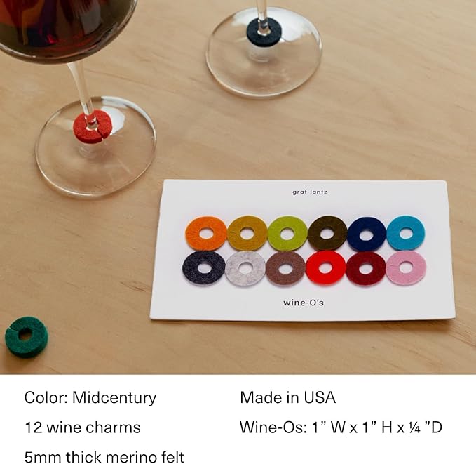 Graf Lantz - Wine-O's Merino Wool Wine Glass Charms 12 Count - Drink Markers - - Image 4
