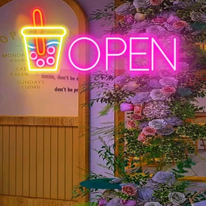 Open Sign| Led Boba Tea |Open Bubble Tea Neon Sign|Open Milk Tea Neon Sign|LED by BELISAMA