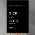 Black Minimalist Script Modern Wedding Welcome Sign, Custom Wedding Welcome Sign by Custom