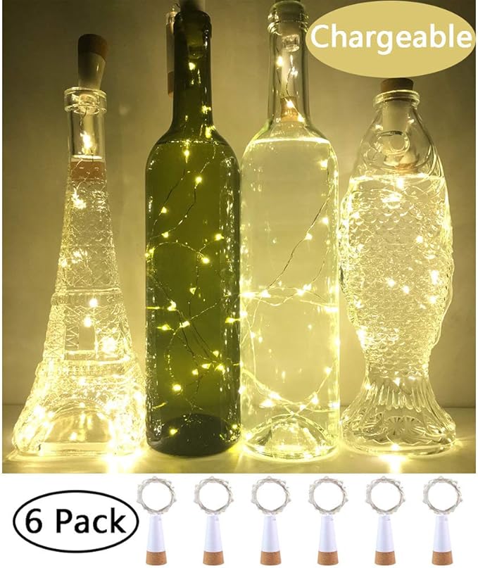 NeoJoy Rechargeable Wine Bottle Lights, LED Cork Lights USB Fairy String Lights - Image 2