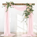 Pink Elegant Arch Draping Fabric 2 Panels Outdoor 29" × 20Ft Sheer Chiffon by Santaben