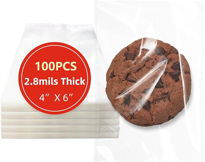 4x6 Inches 100 Pcs Clear Self Sealing Cellophane Bags Cookie Bags Resealable by DTmasao