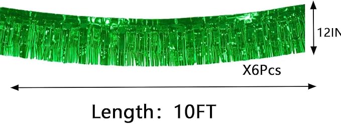 We Moment 6 Pack 10 Feet Green Foil Fringe Garland Streamers Metallic Tinsel - Image 2