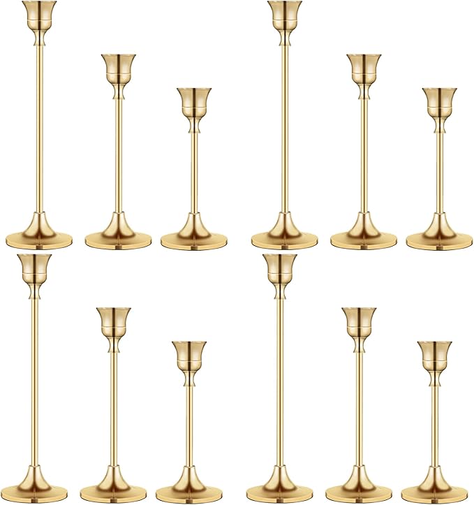 Vintage Gold Brass Taper Candle Holders by BEZURA