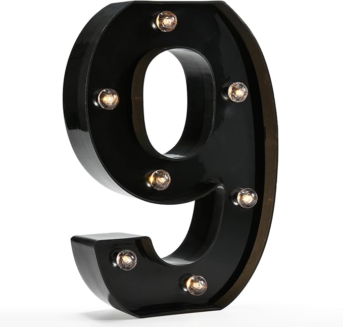 OYCBUZO Light Up Black Alphabet Marquee Number Sign LED Marquee Number Lights by OYCBUZO