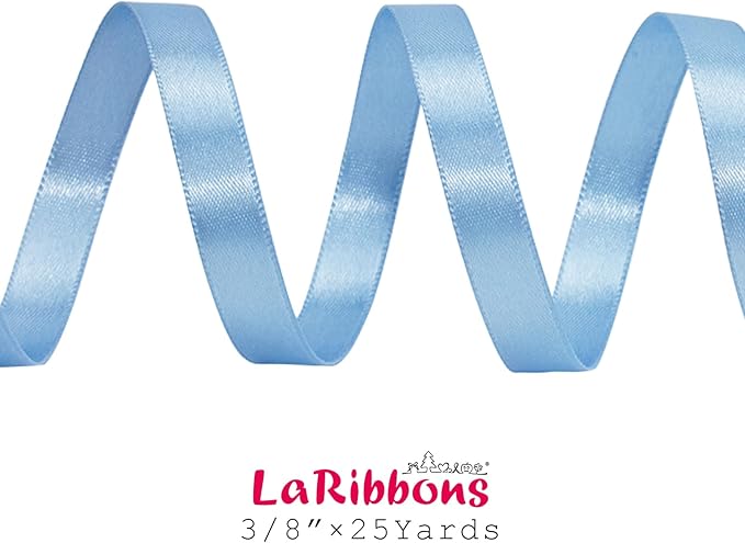 LaRibbons Light Blue Satin Ribbon 3/8 Inch 25 Yards Luxury Double Faced Blue - Image 7