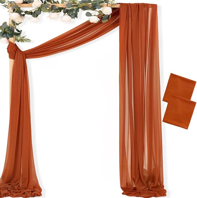 MLMC Terracotta Wedding Arch Draping Fabric 2 Panels 29" x 20 FT Extra Long by MLMC