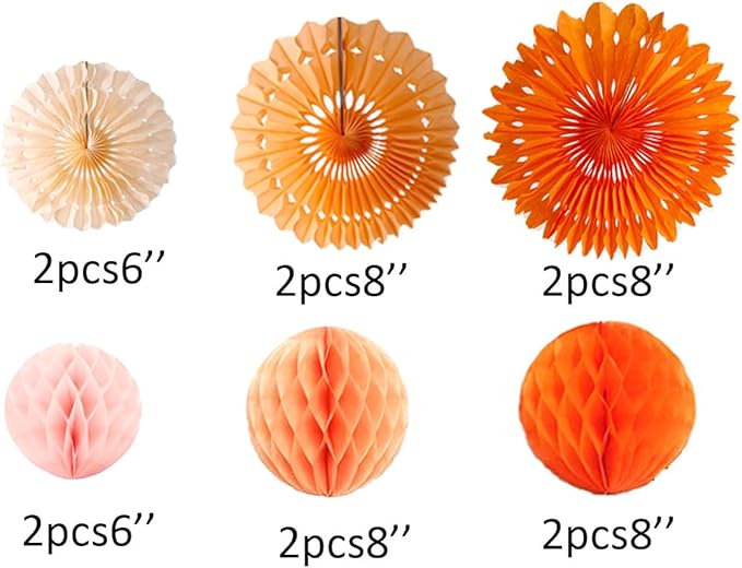 12pcs 6’’ 8’’ Honeycomb Balls Tissue Paper Fans Party Honeycomb Ball Fans Wall - Image 2