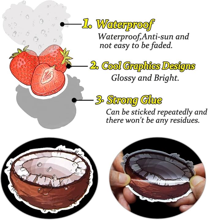 QTL Fruit Stickers for Kids Vegetable Stickers for Water Bottles Laptop - Image 4