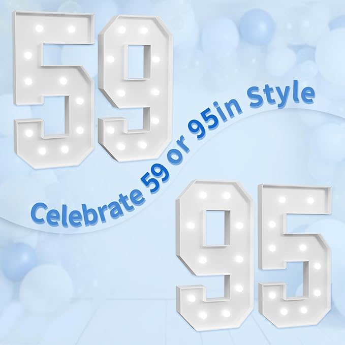 Marquee Numbers Large 59th-Birthday Decorations: 4ft Light Up Number Party - Image 6