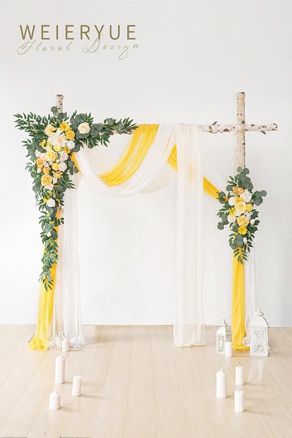 Deluxe Yellow Artificial Wedding Arch Flowers - Image 2