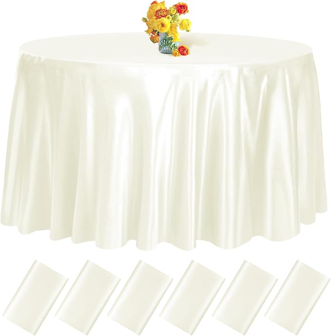 fani 6 Pack 108 Inch Ivory Round Tablecloth by fani