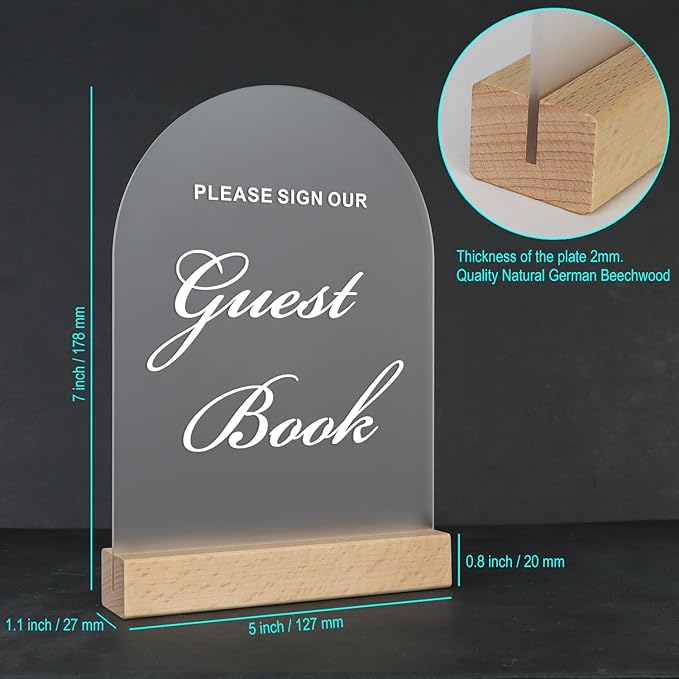 Wedding Guest Book Sign for Ceremony and Reception, Acrylic Wedding Signs - Image 2