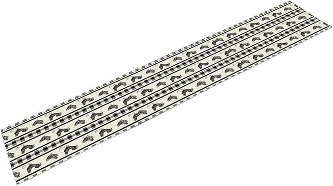 Rooster Table Runner, Farmhouse Animal Vintage Chicken Black White Plaid Check - Image 7