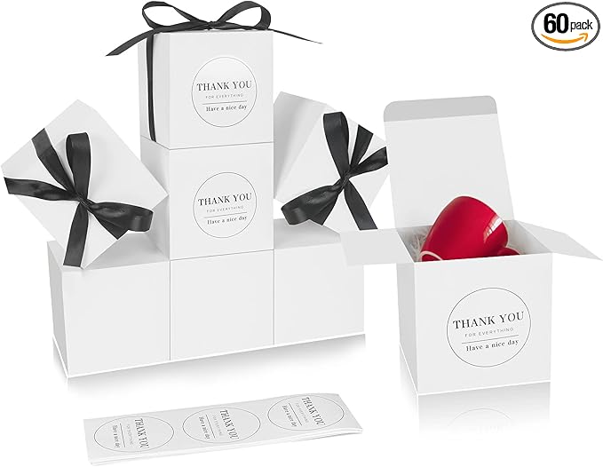 COTOPHER Small Gift Boxes 60 Pack 4x4x4 inches White Gift Boxes by COTOPHER