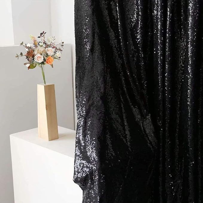 Eternal Beauty Black Sequin Backdrop, 5x7 Ft Halloween Glitter Background - Image 7