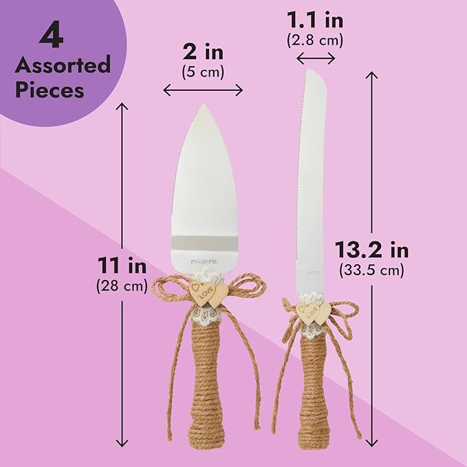 Juvale Wedding Decor Rustic Cake Knife & Server Set - Image 4