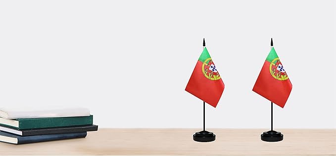Portugal Portuguese Deluxe Desk Flag Set Small Mini Miniature Portugal - Image 6