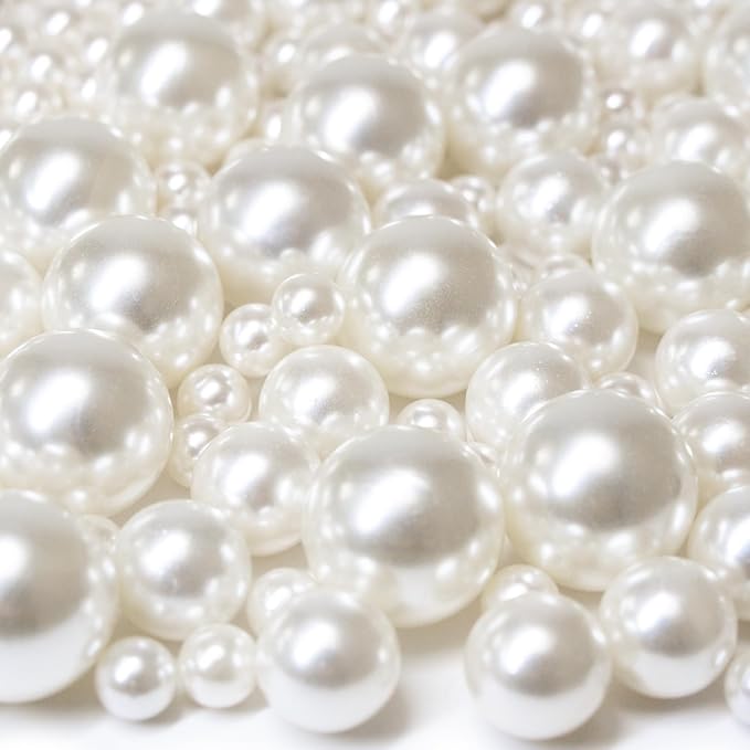300Pcs Vase Filler Ivory No Hole Faux Pearl Beads by ORIKASO