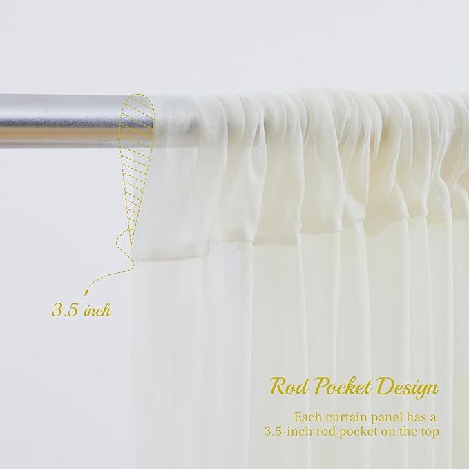 30×10ft Cream White Tulle Backdrop Curtain - Image 5