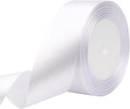White Solid Satin Ribbon 1-1/2 Inch 25 Yards Solid Polyester Fabric Ribbon by Riunbb