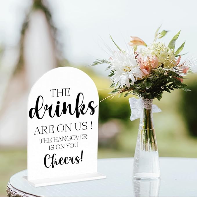 The Drinks are on Us Sign, Open Bar Signs, Wedding Engagement Bridal Shower - Image 4