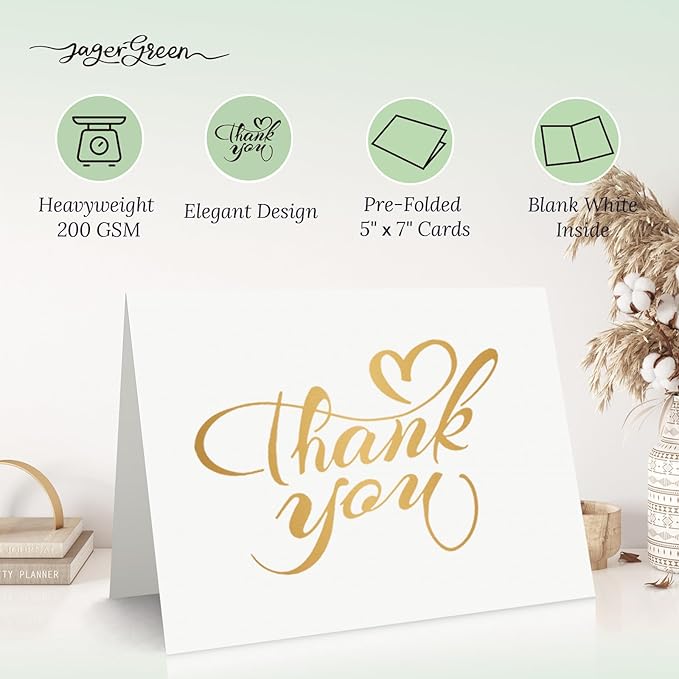 50 Pack 5x7 Thank You Cards, Thick Folded Heavy Card Paper, Thank You Notes - Image 3