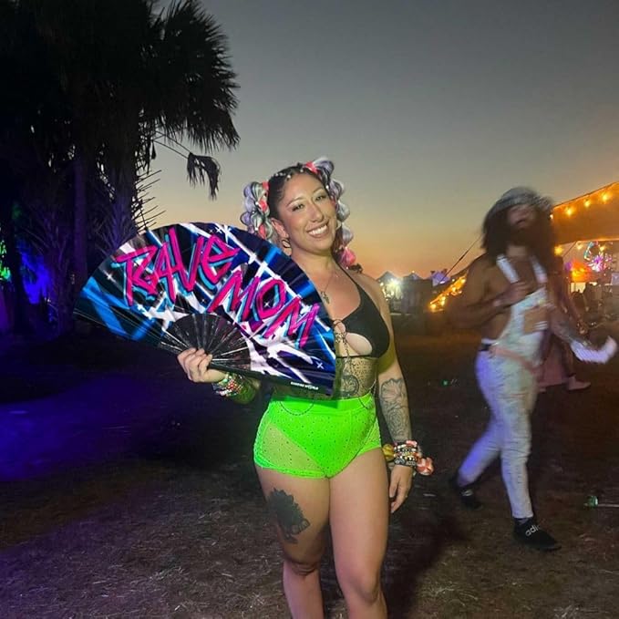 Kandies World UV Reactive Custom Festival Folding Hand Fan - Image 7