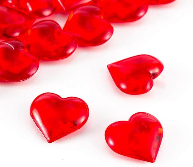 Red Acrylic Heart Translucent Hearts Shaped Crystals Gems - Image 3